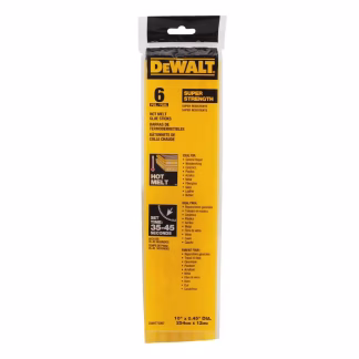 DeWalt Hot Melt Glue Sticks 6pc 10" x 0.45" DWHT75097